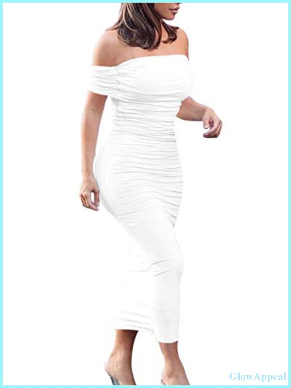 Women's Strapless Off Shoulder Bodycon Midi Cocktail Dress